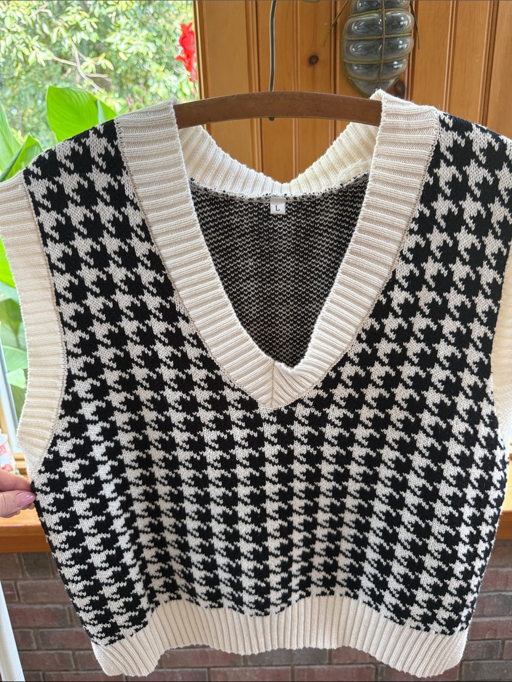Classic Houndstooth V-Neck Sweater Vest